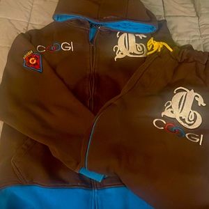 COOGI Vintage hooded brown sweatsuit XXL top XL pants